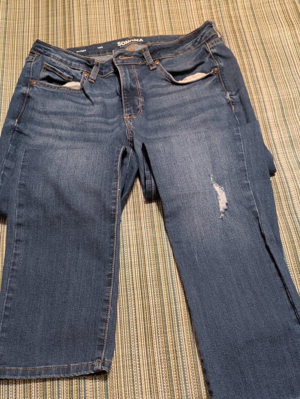 Sonoma Women's Blue Straight-Leg Jeans with Light Distressing